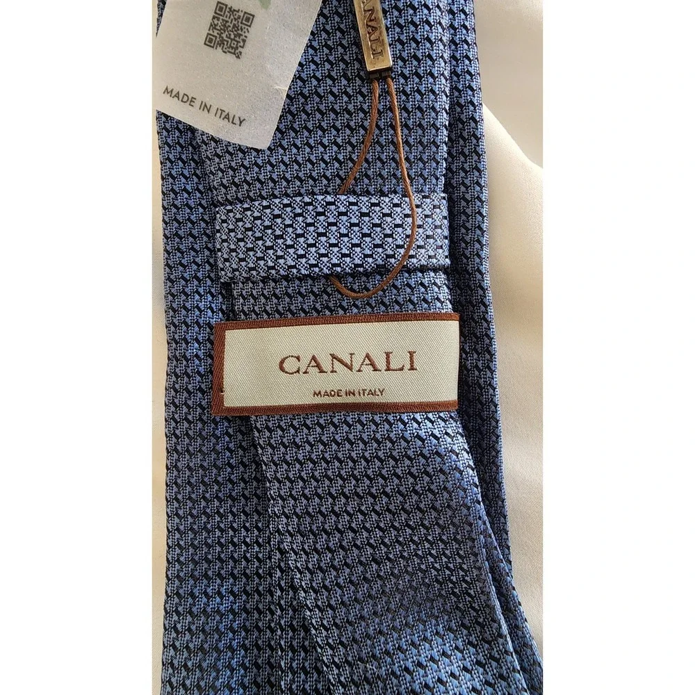 $225 NWT Canali Blue 100% Pure Silk Jacquard Tie Made In Italy 🇮🇹